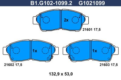 B1G10210992 GALFER Комплект тормозных колодок, дисковый тормоз