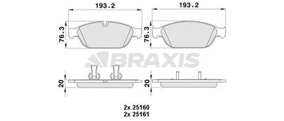 AA0394 BRAXIS Комплект тормозных колодок, дисковый тормоз