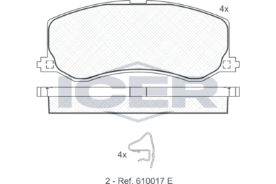181001 ICER Комплект тормозных колодок, дисковый тормоз