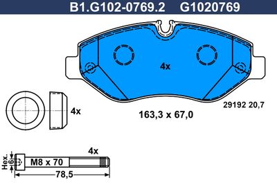 B1G10207692 GALFER Комплект тормозных колодок, дисковый тормоз