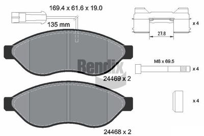 BPD1034 BENDIX Braking Комплект тормозных колодок, дисковый тормоз