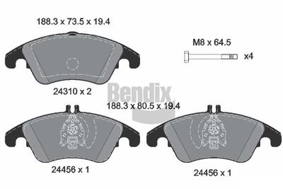 BPD1079 BENDIX Braking Комплект тормозных колодок, дисковый тормоз