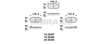 AB0307 BRAXIS Комплект тормозных колодок, дисковый тормоз