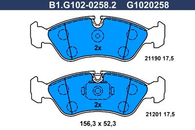 B1G10202582 GALFER Комплект тормозных колодок, дисковый тормоз