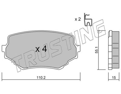 2580 TRUSTING Комплект тормозных колодок, дисковый тормоз