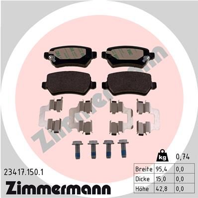 234171501 ZIMMERMANN Комплект тормозных колодок, дисковый тормоз