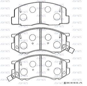 SN827P ADVICS Комплект тормозных колодок, дисковый тормоз