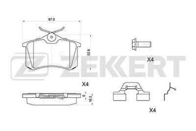 BS1040 ZEKKERT Комплект тормозных колодок, дисковый тормоз