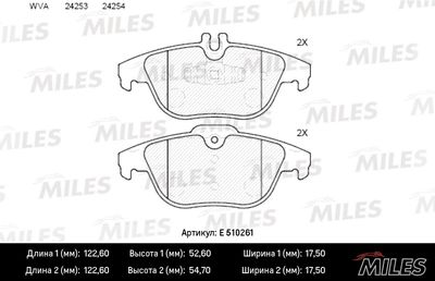 E510261 MILES Комплект тормозных колодок, дисковый тормоз