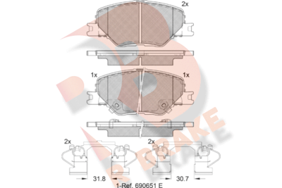 RB2332 R BRAKE Комплект тормозных колодок, дисковый тормоз