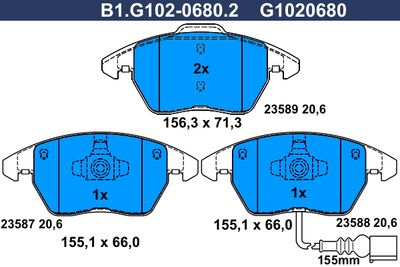 B1G10206802 GALFER Комплект тормозных колодок, дисковый тормоз