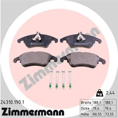 243101901 ZIMMERMANN Комплект тормозных колодок, дисковый тормоз