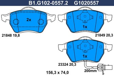 B1G10205572 GALFER Комплект тормозных колодок, дисковый тормоз