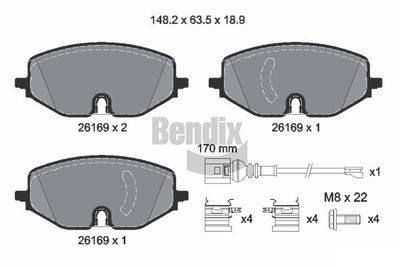 BPD1660 BENDIX Braking Комплект тормозных колодок, дисковый тормоз