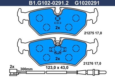 B1G10202912 GALFER Комплект тормозных колодок, дисковый тормоз