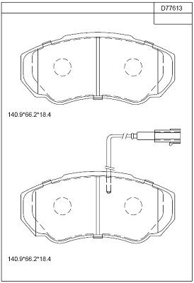 KD77613 ASIMCO Комплект тормозных колодок, дисковый тормоз