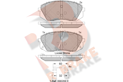 RB1826201 R BRAKE Комплект тормозных колодок, дисковый тормоз