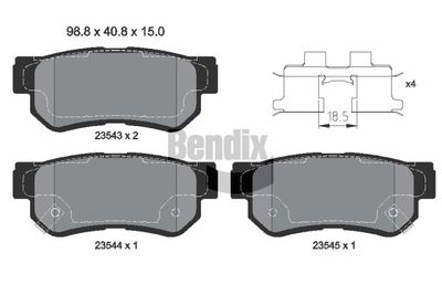 BPD1386 BENDIX Braking Комплект тормозных колодок, дисковый тормоз