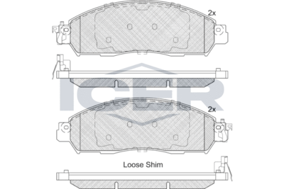 182249203 ICER Комплект тормозных колодок, дисковый тормоз