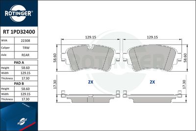 RT1PD32400 ROTINGER Комплект тормозных колодок, дисковый тормоз