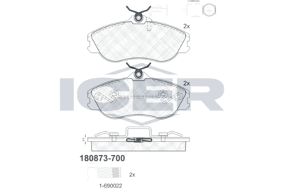 180873700 ICER Комплект тормозных колодок, дисковый тормоз
