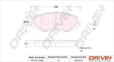 DP1010100209 Dr!ve+ Комплект тормозных колодок, дисковый тормоз