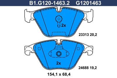 B1G12014632 GALFER Комплект тормозных колодок, дисковый тормоз