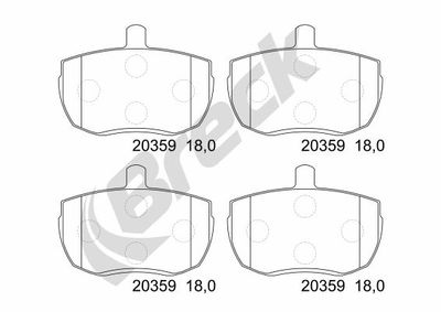 203590070100 BRECK Комплект тормозных колодок, дисковый тормоз