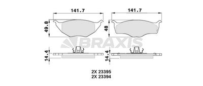 AA0326 BRAXIS Комплект тормозных колодок, дисковый тормоз