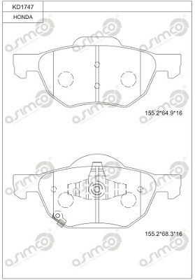 KD1747 ASIMCO Комплект тормозных колодок, дисковый тормоз