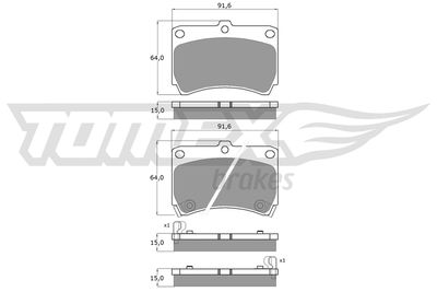 TX1091 TOMEX Brakes Комплект тормозных колодок, дисковый тормоз