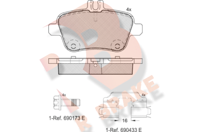 RB2039067 R BRAKE Комплект тормозных колодок, дисковый тормоз