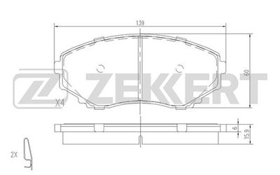 BS1153 ZEKKERT Комплект тормозных колодок, дисковый тормоз