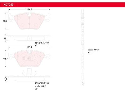 KD7259 ASIMCO Комплект тормозных колодок, дисковый тормоз