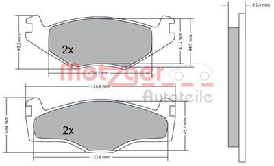 1170136 METZGER Комплект тормозных колодок, дисковый тормоз