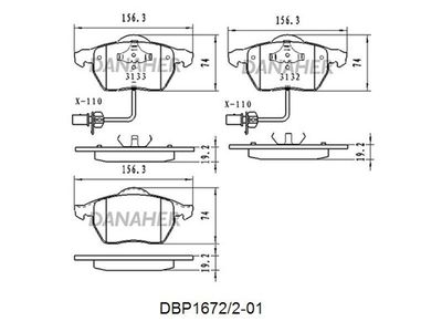 DBP1672201 DANAHER Комплект тормозных колодок, дисковый тормоз