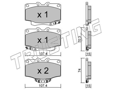 1550 TRUSTING Комплект тормозных колодок, дисковый тормоз