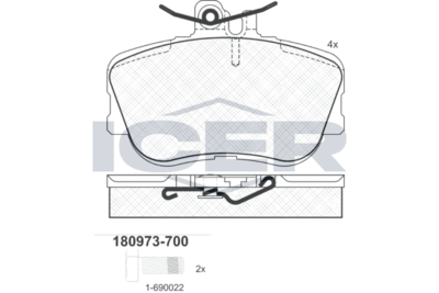 180973700 ICER Комплект тормозных колодок, дисковый тормоз