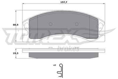 TX1491 TOMEX Brakes Комплект тормозных колодок, дисковый тормоз