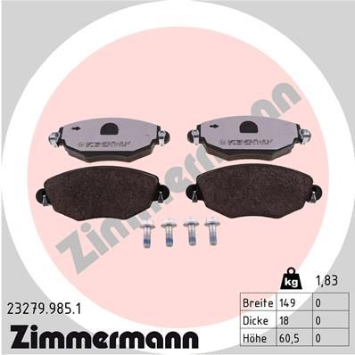 232799851 ZIMMERMANN Комплект тормозных колодок, дисковый тормоз