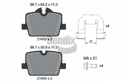 BPD1654 BENDIX Braking Комплект тормозных колодок, дисковый тормоз