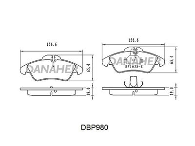 DBP980 DANAHER Комплект тормозных колодок, дисковый тормоз