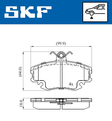 VKBP80050 SKF Комплект тормозных колодок, дисковый тормоз