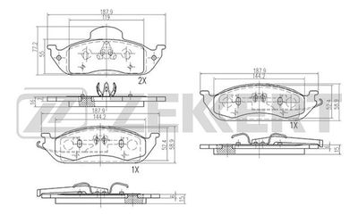 BS2899 ZEKKERT Комплект тормозных колодок, дисковый тормоз