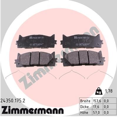 243501752 ZIMMERMANN Комплект тормозных колодок, дисковый тормоз