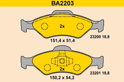 BA2203 BARUM Комплект тормозных колодок, дисковый тормоз