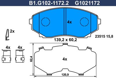 B1G10211722 GALFER Комплект тормозных колодок, дисковый тормоз