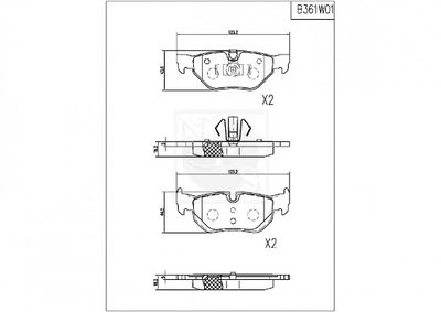 B361W01 NPS Комплект тормозных колодок, дисковый тормоз