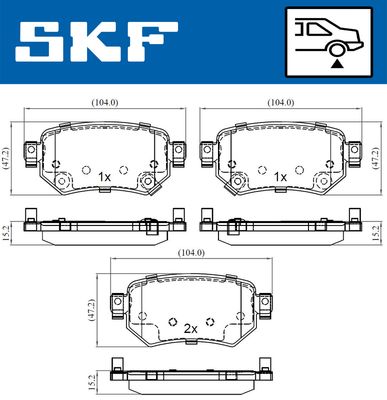 VKBP90497A SKF Комплект тормозных колодок, дисковый тормоз