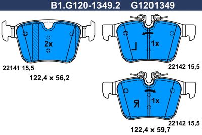 B1G12013492 GALFER Комплект тормозных колодок, дисковый тормоз